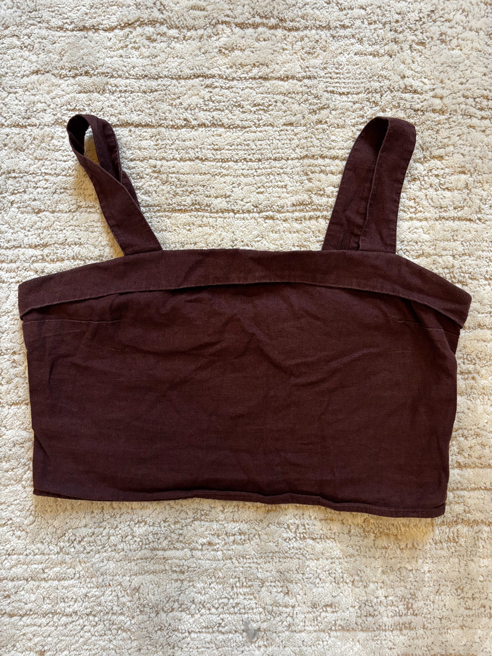 Abercrombie & Fitch Brown Smocked Linen Blend Crop Top Size L